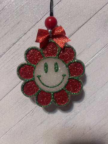 Christmas  smiley face flower Freshie