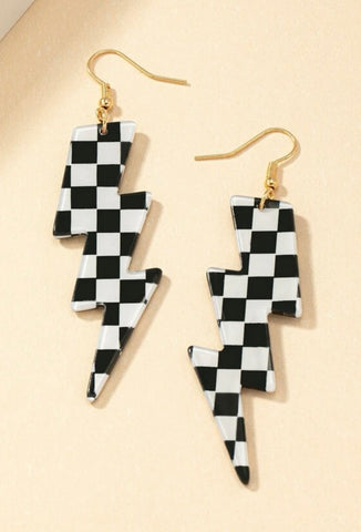 Lightning drop checkerboard earrings