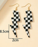 Lightning drop checkerboard earrings