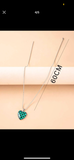 Green checkerboard Heart necklace