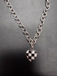 chunky chain With Checkered heart Charm