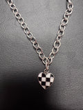 chunky chain With Checkered heart Charm