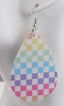 checkerboard water drop earrings