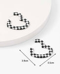 Heart shape checkerboard earrings