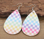checkerboard water drop earrings