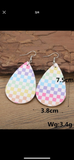 checkerboard water drop earrings
