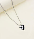 Checker Print little Heart Charm Necklace