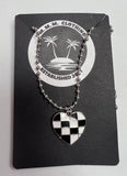 Checkerboard heart necklace adjustable