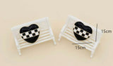 Heart  Checkerboard Stud earrings