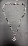 chunky chain With Checkered heart Charm